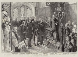 Installation des Prinzen von Wales als Großprior des Hospitals des Ordens von St. Johannes von Jerusalem in England von Sydney Prior Hall