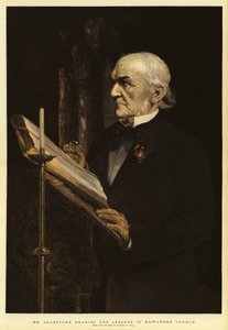 Mr. Gladstone liest die Lektionen in der Hawarden Kirche von Sydney Prior Hall