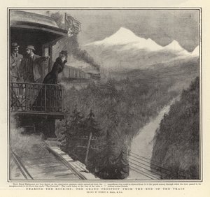 Nähern der Rockies, der große Ausblick vom Ende des Zuges von Sydney Prior Hall