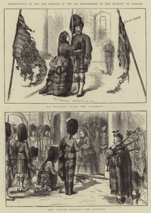Übergabe der alten Farben der 79. Highlander an Ihre Majestät in Osborne von Sydney Prior Hall