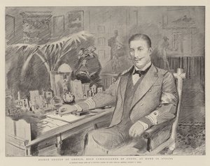 Prinz Georg von Griechenland, Hoher Kommissar von Kreta, zu Hause in Athen