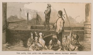 Erinnerungen an ein Oxford und Cambridge Bootsrennen: Zu spät, zu spät! Kein Zutritt über die Putney Bridge von Sydney Prior Hall