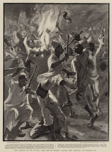 Der Vormarsch im Sudan, Lagerleben in Merawi, Tanzen des Dilluka am Dongola-Tag von Sydney Prior Hall