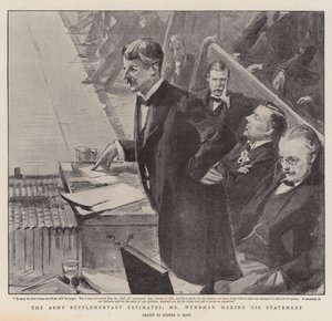 Die Armeezusatzschätzungen, Herr Wyndham macht seine Erklärung von Sydney Prior Hall