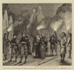 Der Hof in den Highlands, die Königin und der Prinz von Wales auf dem Weg zum Gillies
