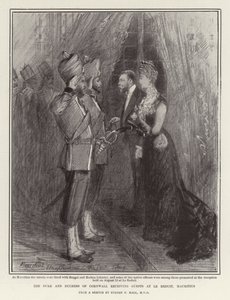 Der Herzog und die Herzogin von Cornwall empfangen Gäste in Le Reduit, Mauritius von Sydney Prior Hall