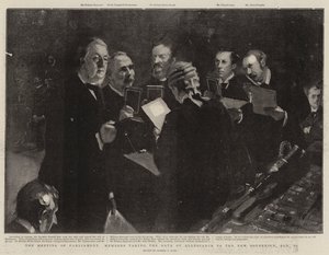 Das Treffen der Parlamentsmitglieder, die den Treueeid auf den neuen Souverän ablegen, 23. Januar von Sydney Prior Hall