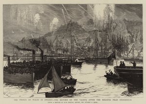 Der Prinz von Wales in Schweden, die Rückkehr der Yachten nach der Regatta bei Stockholm von Sydney Prior Hall