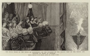 Die königlichen Logen in der Oper in Kopenhagen, anlässlich des kürzlichen Besuchs des Prinzen und der Prinzessin von Wales in Dänemark von Sydney Prior Hall