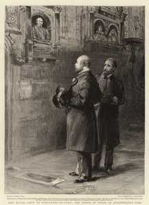 Der königliche Besuch in Stratford-on-Avon, der Prinz von Wales am Grab Shakespeares
