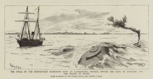 Die Prüfung des Nordenfelt-U-Bootes in Landskrona, Schweden, vor dem König von Dänemark und dem Prinzen von Wales von Sydney Prior Hall