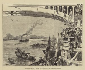 Das Universitäts-Bootsrennen, Skizze an der Barnes-Brücke von Sydney Prior Hall