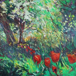 Tulpen und Wald