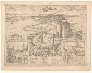 Ansicht der Landzunge von Cádiz von Symon Novelanus (possibly)