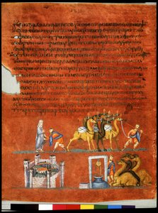 Vollseite: Text und Miniatur: Aussendung von Eliezser von Syrian School