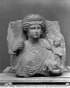 Grabrelief von Mutter und Kind, aus Palmyra, Syrien