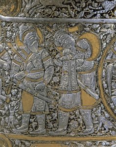 MAMELUKENRITTER: Detail einer Silbervase, Syrien