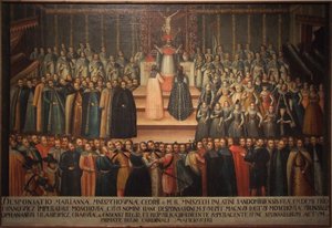 Die Verlobung in Abwesenheit von Marina Mniszech und Falscher Demetrius in Krakau am 12. November 1605, Earl von Szymon Boguszowicz