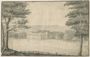 Sandwell Park - Halle: Tinten- und Waschzeichnung, 1770 von T Carter