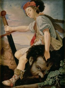 David mit dem Kopf von Goliath