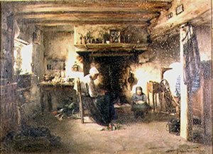 Innenraum einer Bauernhütte von T. Grondard