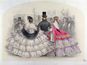 Damen in Reifröcken an der Royal Italian Opera, Covent Garden, 1859 (Farbstich) von T. H. Guerin