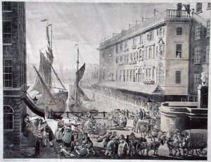 Billingsgate Market, graviert von J. Bluck