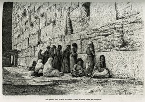 Juden weinen an den Mauern des Tempels (Klagemauer). Gravur von Taylor, zur Illustration von La Syria d