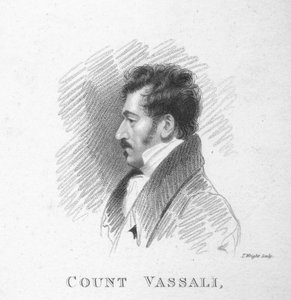 Graf Vassali, skizziert von A. Wivell im House of Lords, 1820