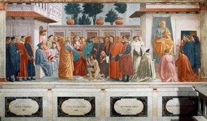 Die Auferweckung des Sohnes des Theophilus, des Königs von Antiochia, und St. Peter als erster Bischof von Antiochia, ca. 1427 und ca. 1480