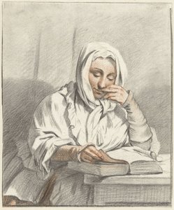 Lesende junge Frau an einem Tisch von Taco Scheltema (I)