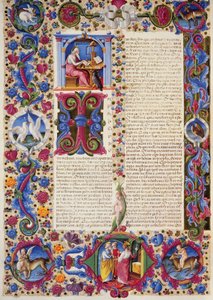 Incipit aus dem Evangelium nach Johannes, aus Band II der Bibel von Borso d
