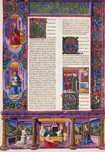 Incipit aus dem Evangelium nach Lukas, aus Band II der Bibel von Borso d