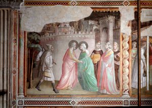 Das Leben der Jungfrau: Begegnung von Joachim und Anna am Goldenen Tor (Fresko, ca. 1327)