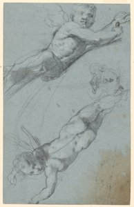 Skizzen von zwei geflügelten Putti und einer Urne von Taddeo Zuccaro