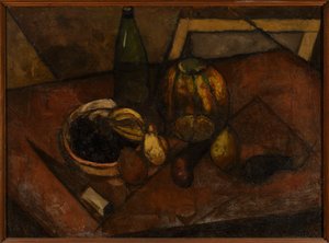 Stillleben mit Melone und Messer von Tadeusz Makowski