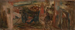 Genreszene mit Wagen