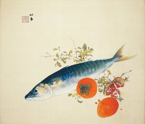 Der Herbst mästet Fische und reift wilde Früchte, 1925 von Takeuchi Seiho