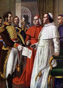 Papst Pius VII., Gefangener im Schloss von Fontainebleau, unterzeichnete am 25.01.1813 das Konkordat von Fontainebleau von Tancredi Scarpelli