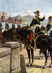 Aufstand im Königreich beider Sizilien (1820): Der Militär Guglielmo Pepe hält eine Ansprache an seine Truppen in Neapel, Italien von Tancredi Scarpelli