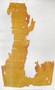 Fragment eines Materials mit Mustern von Blumenmotiven und Mandarinenten