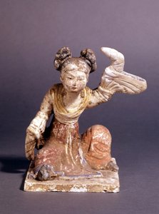 Statuette, die eine Frau in traditioneller Tracht aus der Tang-Dynastie (oder T