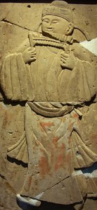 Terrakotta-Stele mit Musiker, Tang-Dynastie von Tang Dynasty Chinese School