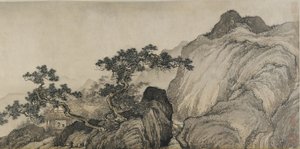 Die strohgedeckte Hütte des Träumens von einem Unsterblichen, Ming-Dynastie (Tinte und Farbe auf Papier)