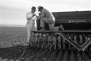 Familienbauer Ed Ker auf der A.M. Ker Ranch ist ein landwirtschaftlicher Siedler, der Alfalfa anbaut
