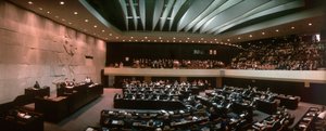 Israelische Knesset wird von Präsident David Ben-Gurion angesprochen. Jerusalem.