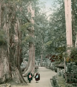 Okuno-In Friedhof auf dem Berg Koya in Yamamoto, um 1900 - 1915 von Teijiro Takagi