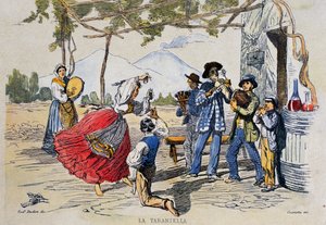 Neapolitanische Tarantella, Gravur nach einer Zeichnung von Teodoro Duclère
