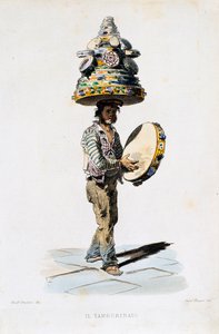 Der Tamburinmann, Stich von Giovanni Fusaro (1803-1894) nach einer Zeichnung von Teodoro Duclere (1816-1867). Italien