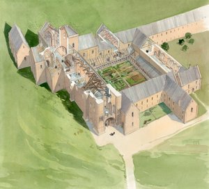 Luftaufnahme der Lilleshall Abbey, ca. spätes 15. Jahrhundert, ca. 1990-2010